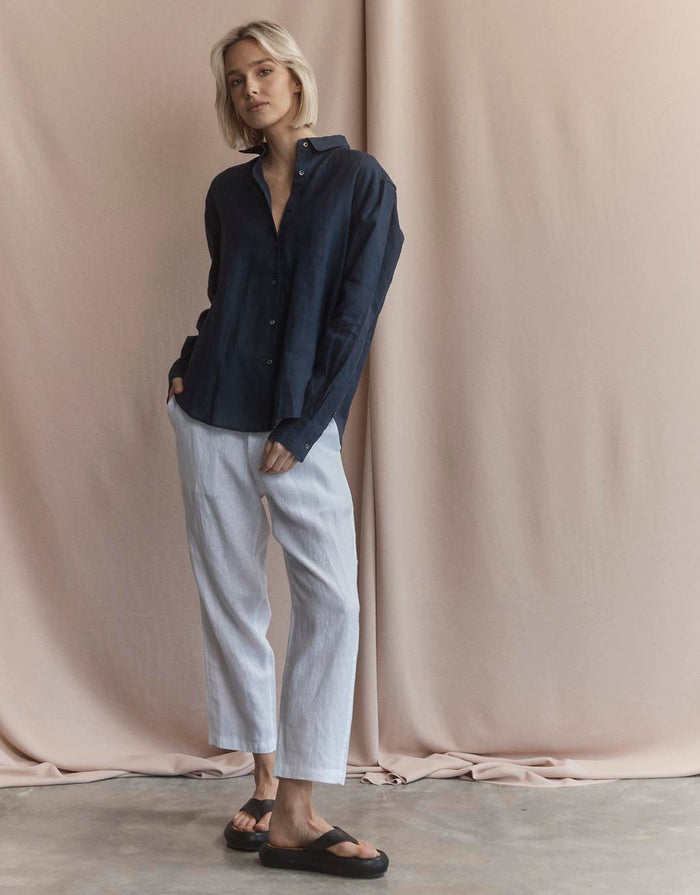 Katie Linen Shirt - Navy