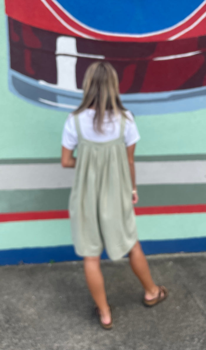 Linen Blend Romper Sage