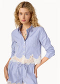 Luisa Cropped Button Down (Blue Stripe)
