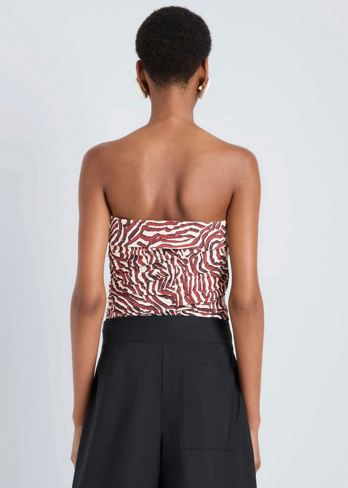 Maisy Strapless Top in Poplin (Rust /Cream Multi)