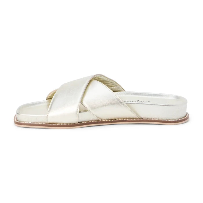 matisse hannah feaux leather gold slide sandals