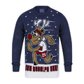 Mens Running Reindeer Run Rudolph Run Christmas Jumper Denim Marl / S