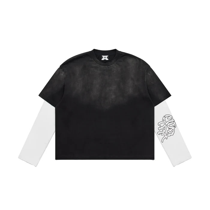 MERTRA Washed Longsleeve Black/White