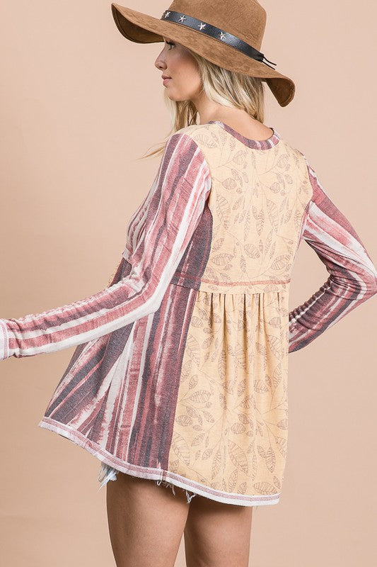 Multi-Print Baby Doll Top