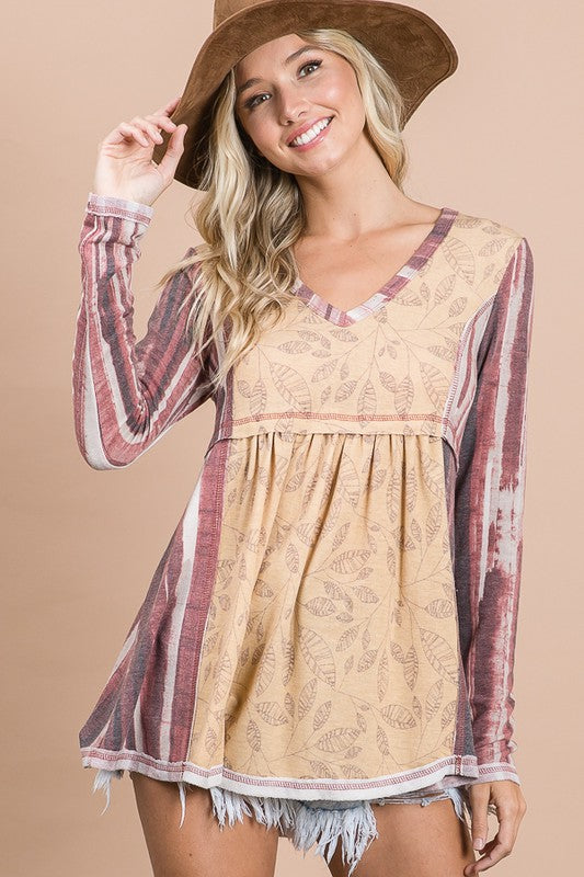 Multi-Print Baby Doll Top