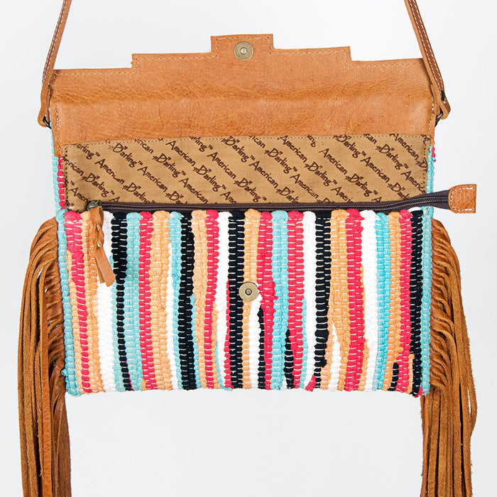 Multi-Striped Woven Clutch w/ Fringe