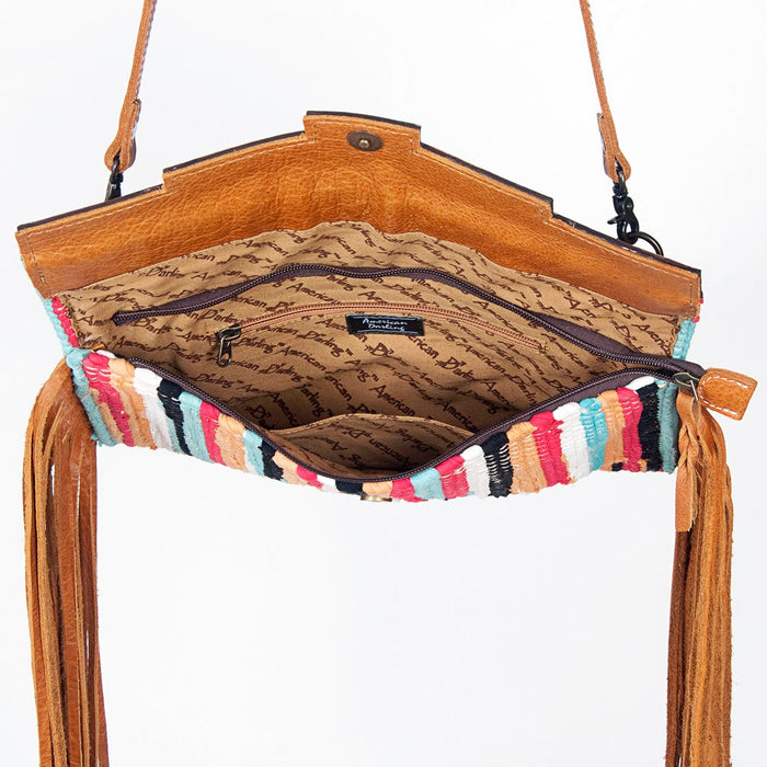 Multi-Striped Woven Clutch w/ Fringe