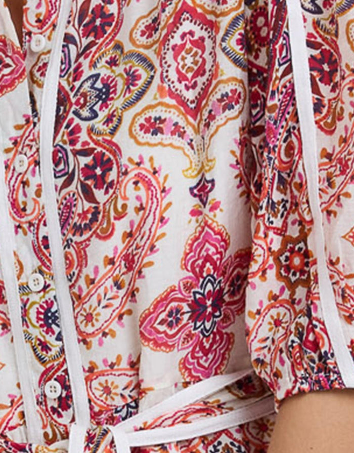 Paisley Midi Trim Dress - Paisley Print