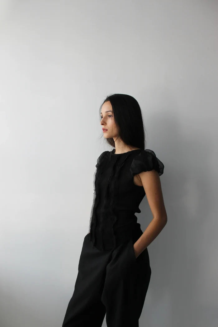 PANELLED JERSEY TEE BLACK