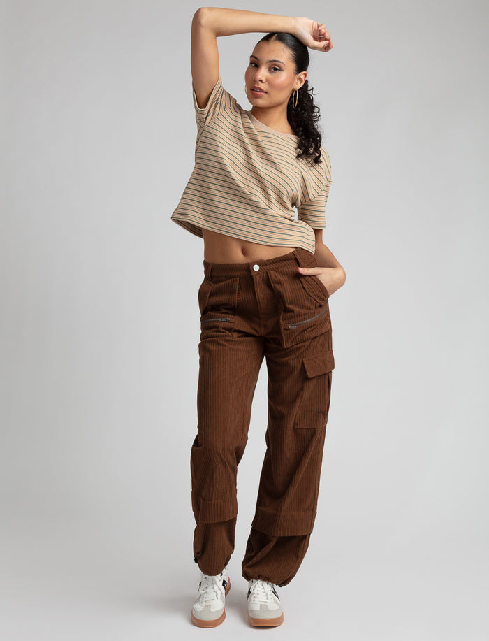 Pantalon cargo en velours côtelé