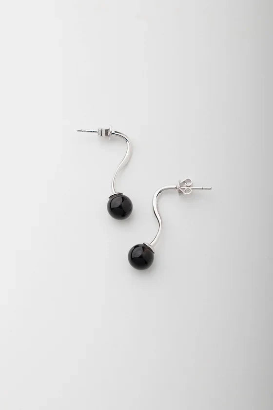 Pearl Front Earrings M Silver
