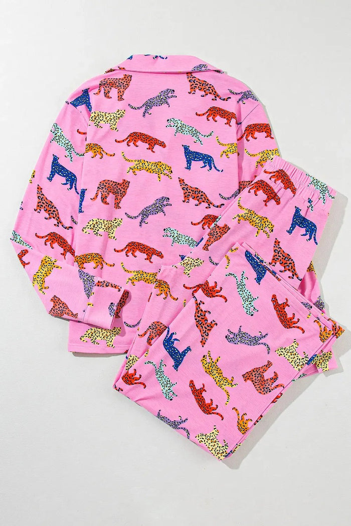 Pink Cheetah Print Shirt and Pants Pajama Set - Loungewear & Sleepwear/Sleepwear