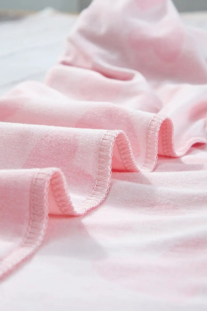 Pink Valentine Heart Shape Print Long Sleeve Top Shorts Lounge Set - Loungewear & Sleepwear/Loungewear