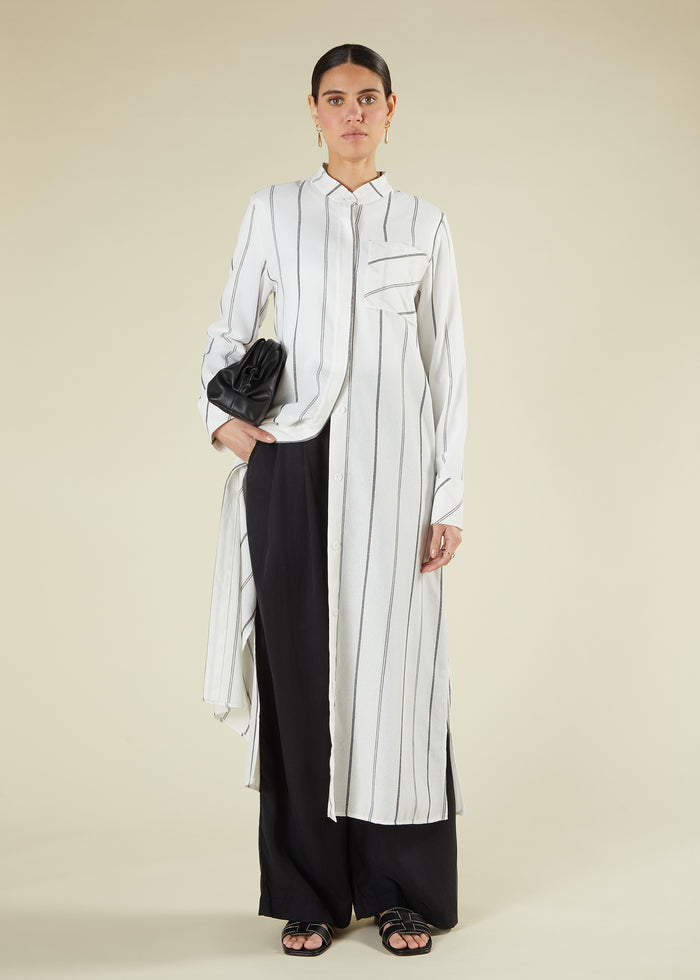 Pinstripe Maxi Shirt White