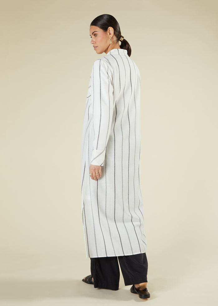 Pinstripe Maxi Shirt White