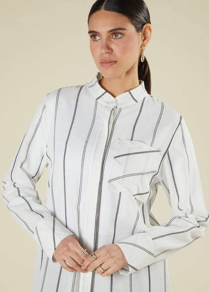 Pinstripe Maxi Shirt White