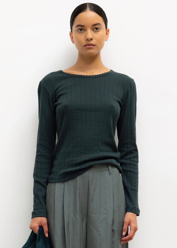 Pointelle Slim Fit Long Sleeve (Forest)