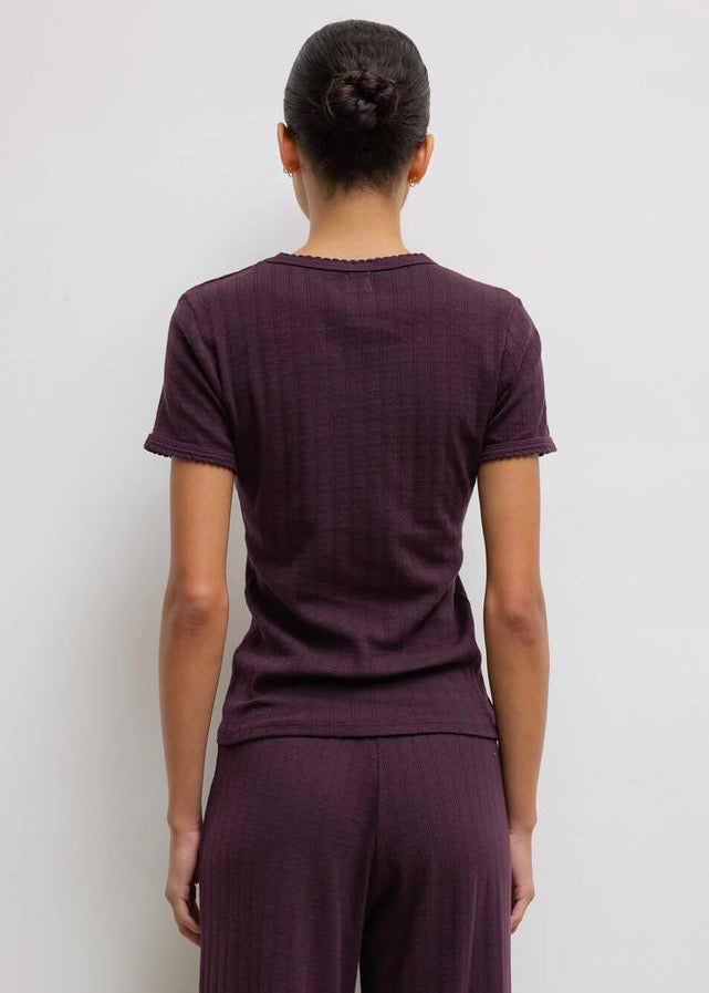 Pointelle Slim Fit Tee (Dark Berry)