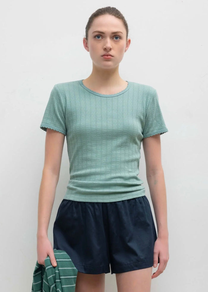 Pointelle Slim Fit Tee (Eucalyptus)