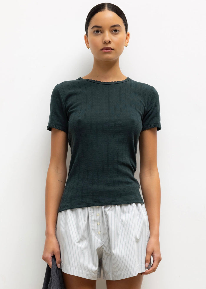 Pointelle Slim Fit Tee (Forest)