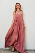 strapless pleated maxi dress