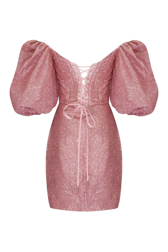 Rose Cute mini dress with doll sleeves - Milla