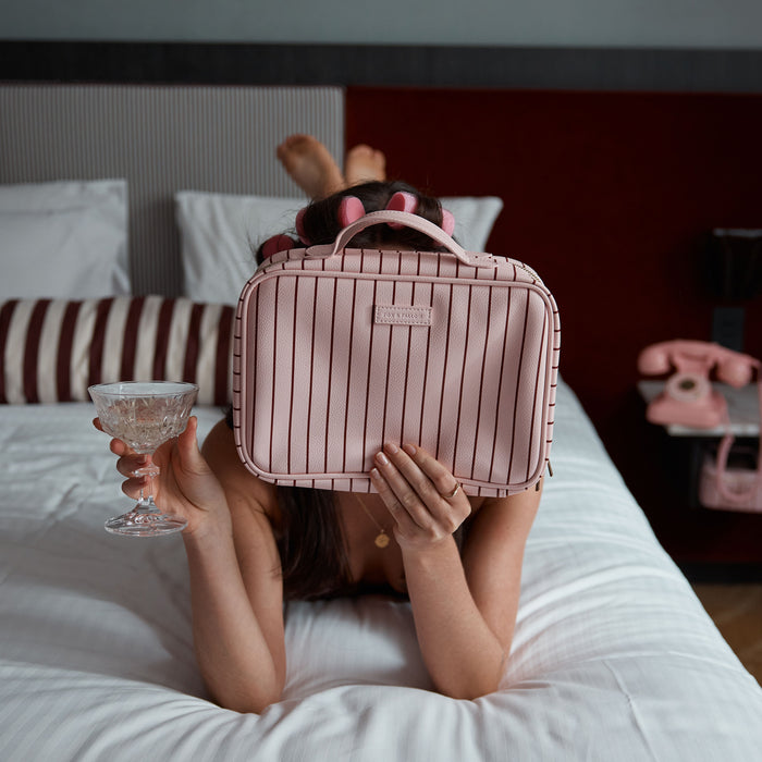 Rosé Pinstripe Cosmetic Bag