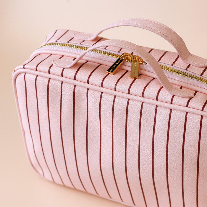 Rosé Pinstripe Cosmetic Bag