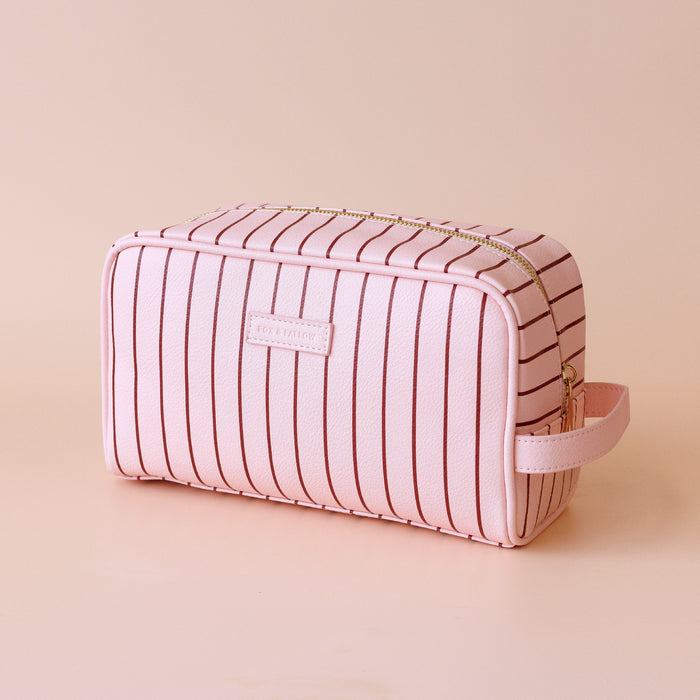 Rosé Pinstripe Wash Bag - SECONDS