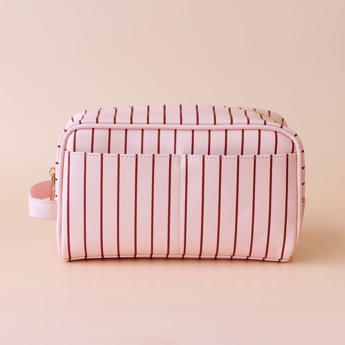 Rosé Pinstripe Wash Bag - SECONDS