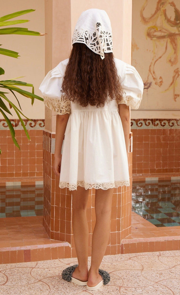 Rosemary Embroidered Mini Dress (Cream)