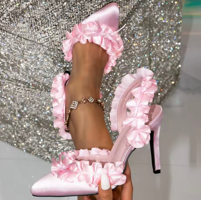 Ruffle Satin Heels ✨