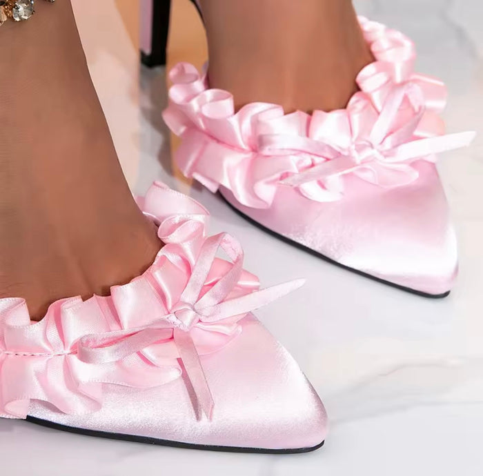 Ruffle Satin Heels ✨