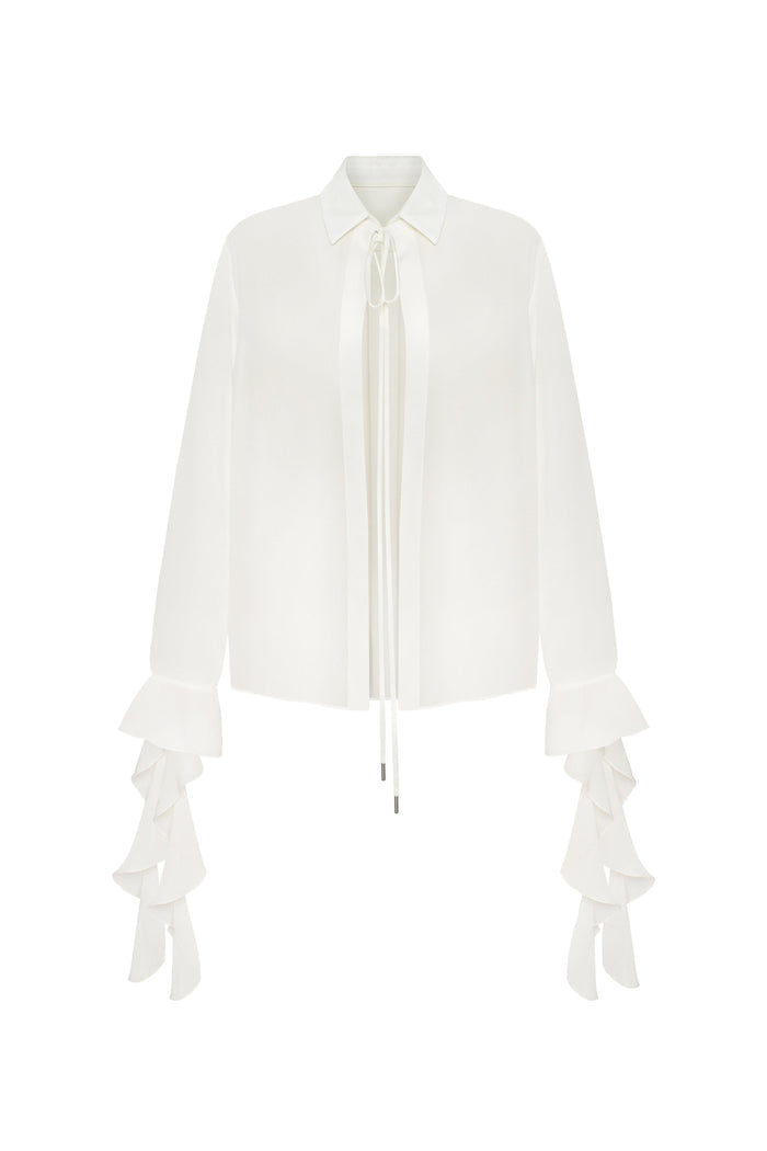 Ruffled blouse in white, Xo Xo