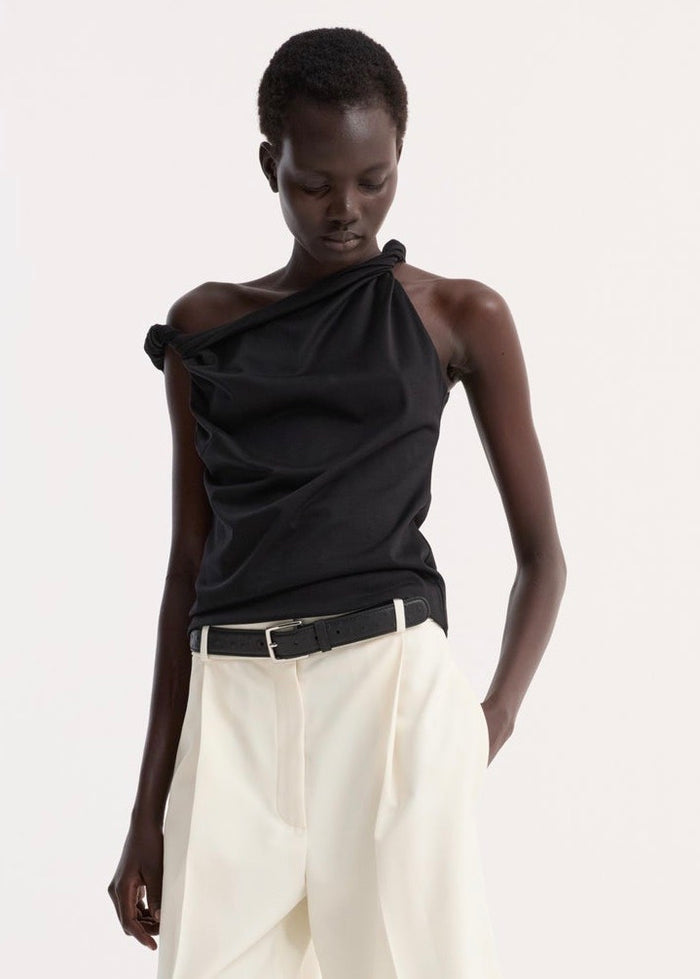 Sculptural Cotton Silk Top (Black)
