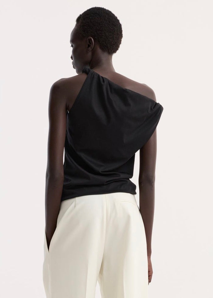 Sculptural Cotton Silk Top (Black)
