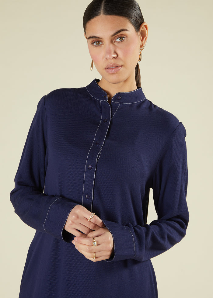 Self Print Abaya Navy