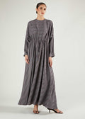 Self Print Batwing Abaya Grey - Final Sale