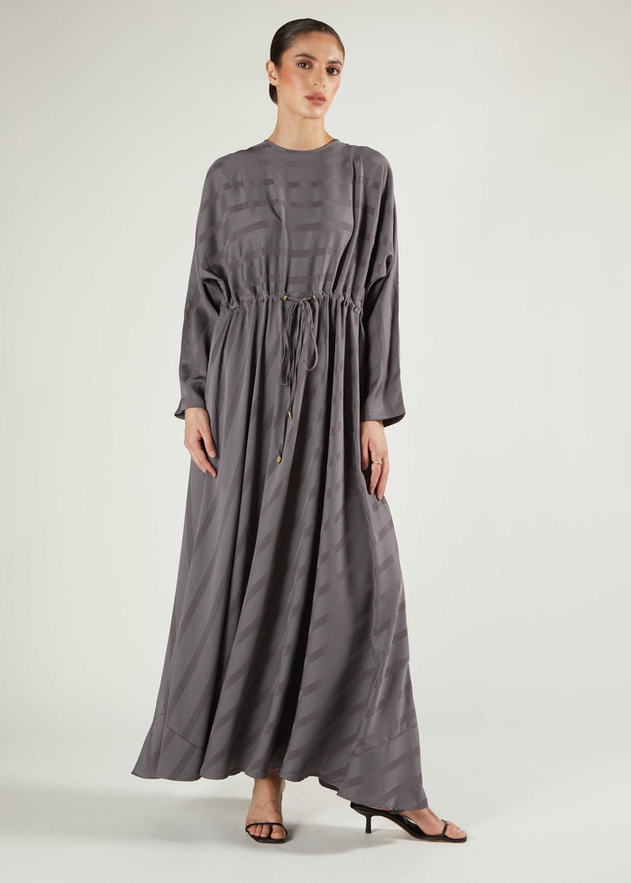 Self Print Batwing Abaya Grey - Final Sale
