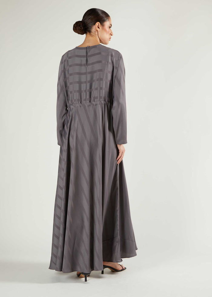 Self Print Batwing Abaya Grey - Final Sale