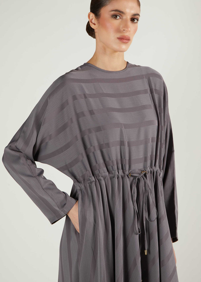 Self Print Batwing Abaya Grey - Final Sale
