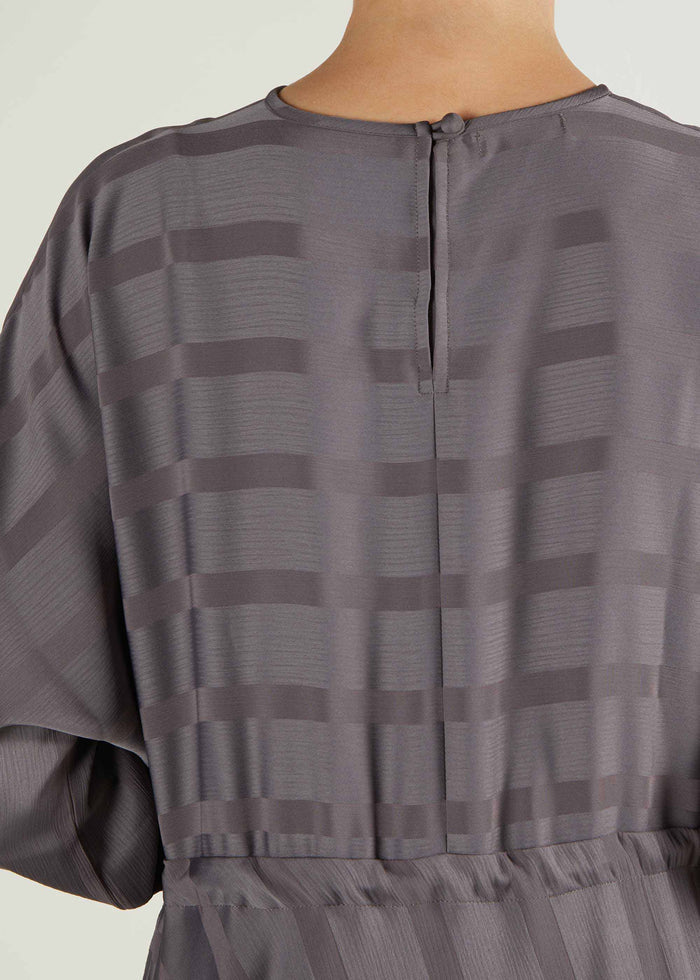 Self Print Batwing Abaya Grey - Final Sale