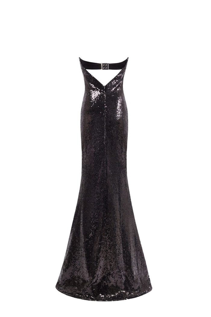 Sequined strapless maxi dress in black - Milla