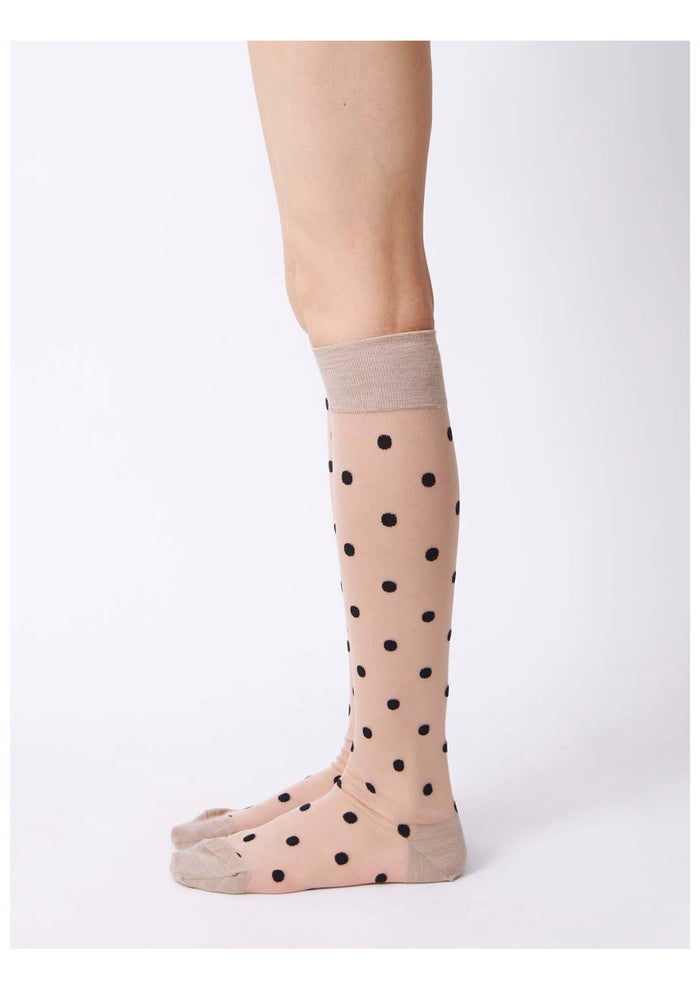 Sheer Dot Stocking Beige x Black