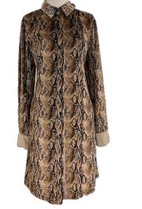 Snake Print L/S Button Dress
