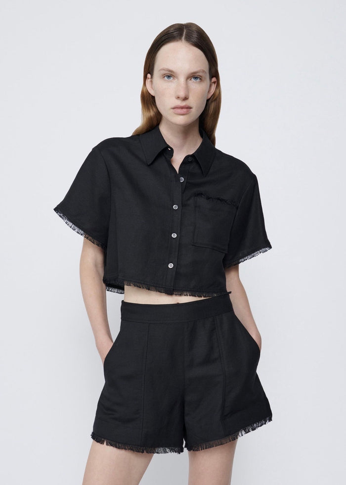 Solange Cropped Shirt (Black)