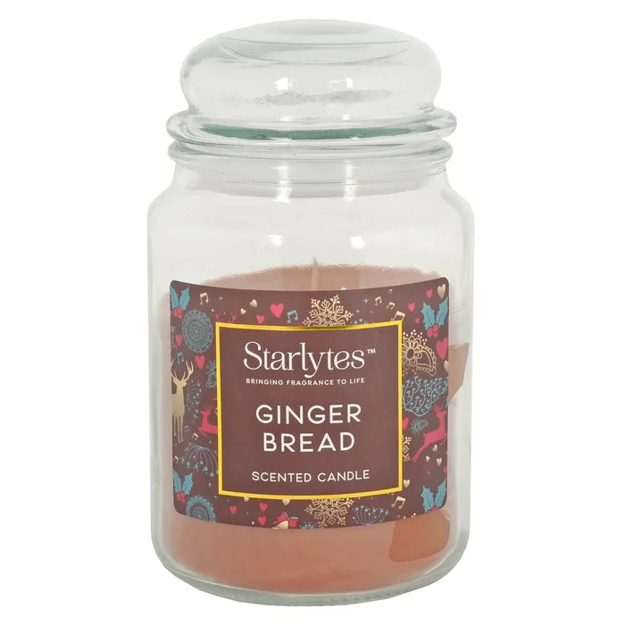 Gingerbread scented large Christmas candle in glass jar with lid