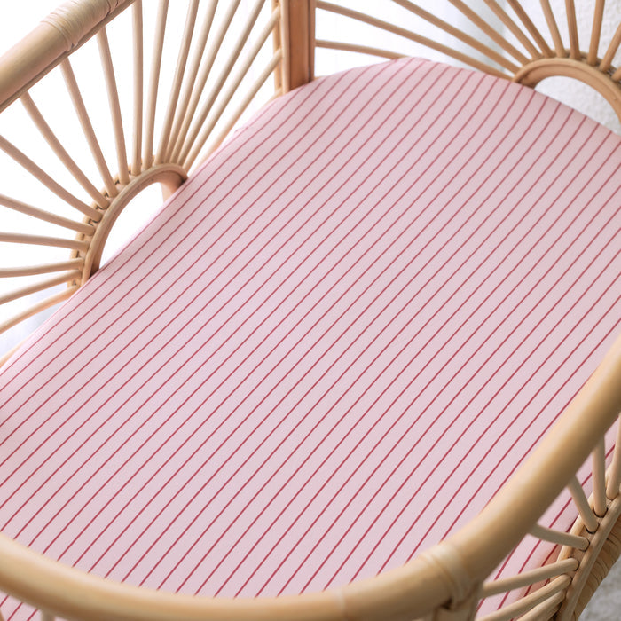 Strawberry Stripe Organic Fitted Bassinet Sheet/Change Pad Cover