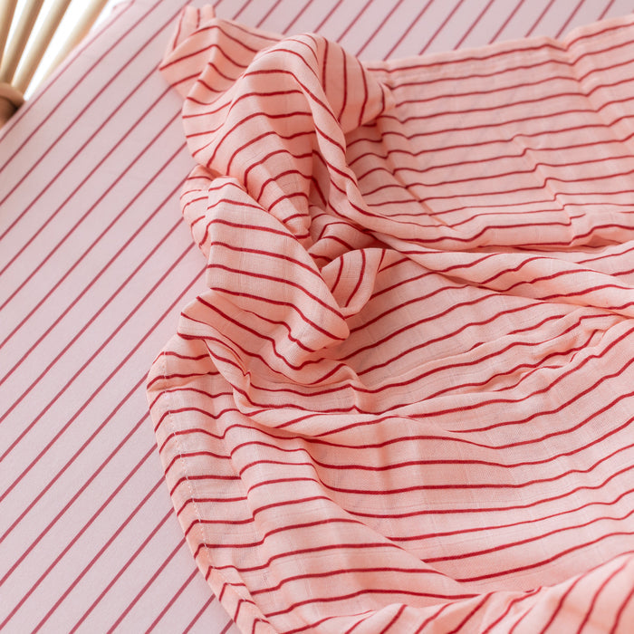 Strawberry Stripe Organic Fitted Bassinet Sheet/Change Pad Cover