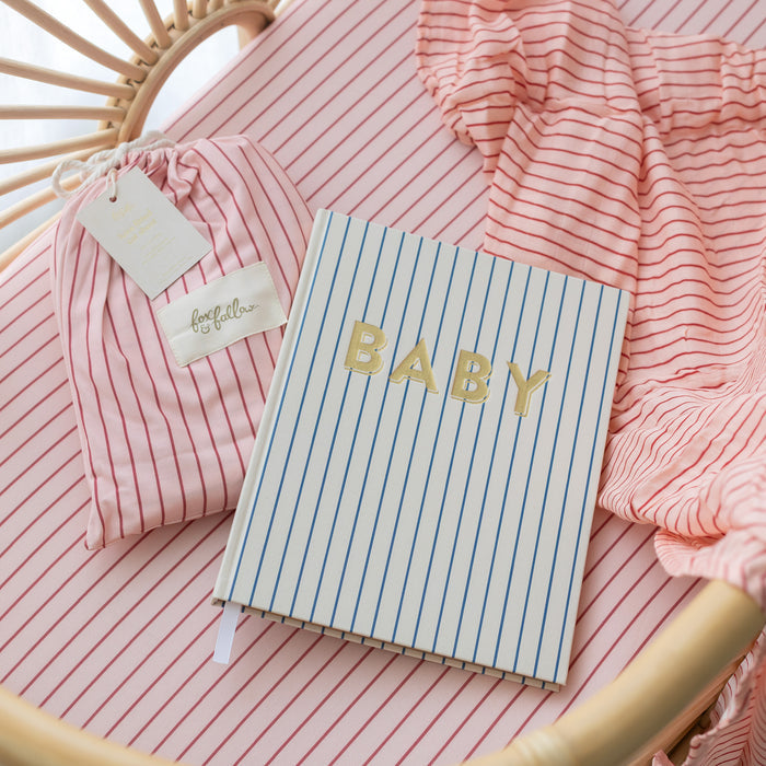 Strawberry Stripe Organic Fitted Bassinet Sheet/Change Pad Cover